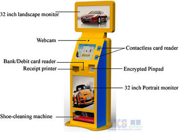 Schoen-schoonmakende Machine Vrije Bevindende Kiosk Drie de Schermen slechts Één PC-Controles